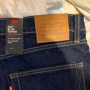 Mens Levi 512 36x30 dark wash jeans stretch